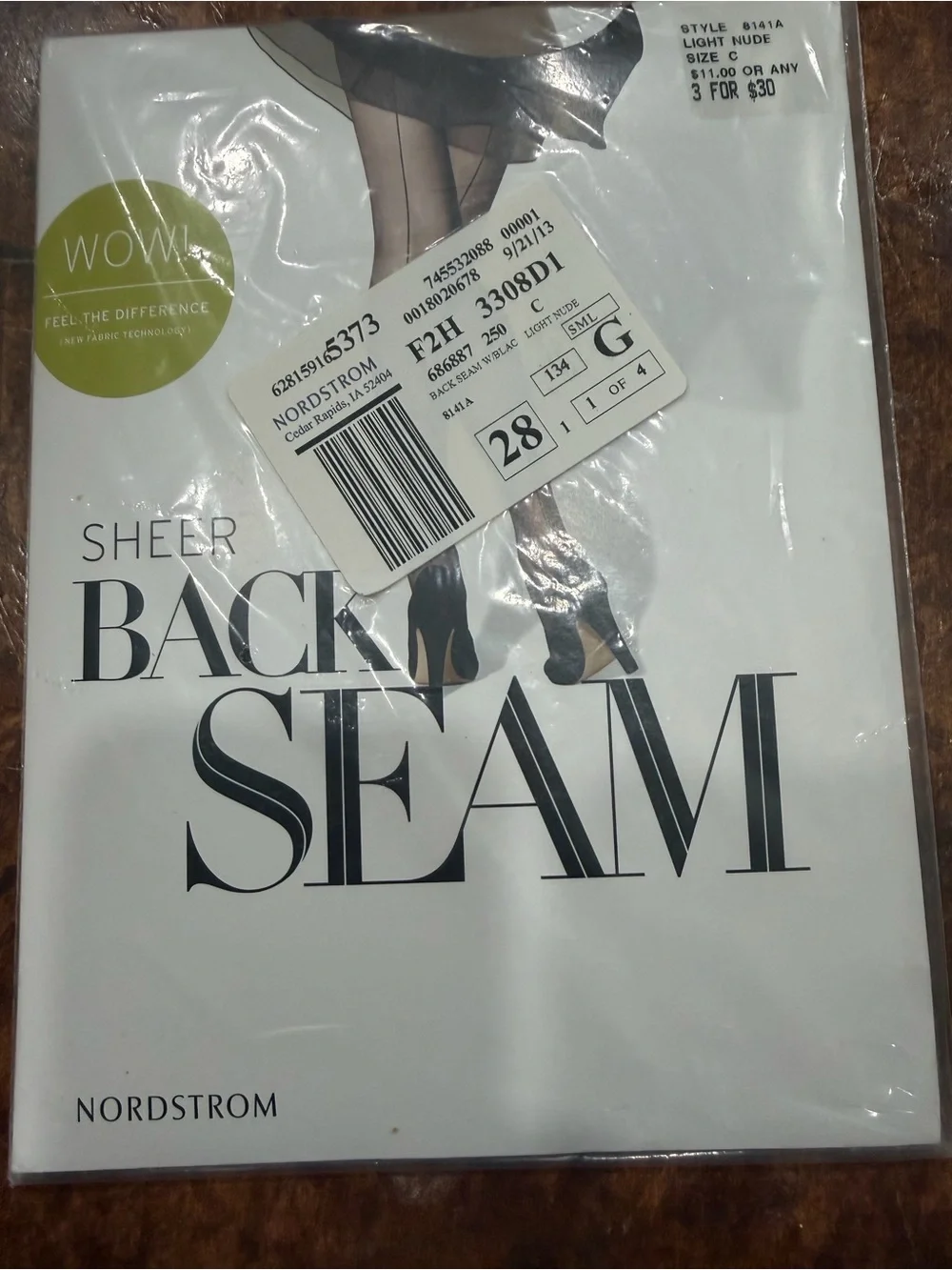 Nordstrom Black Sheer Back Seam Pantyhose - Pair of Sheers